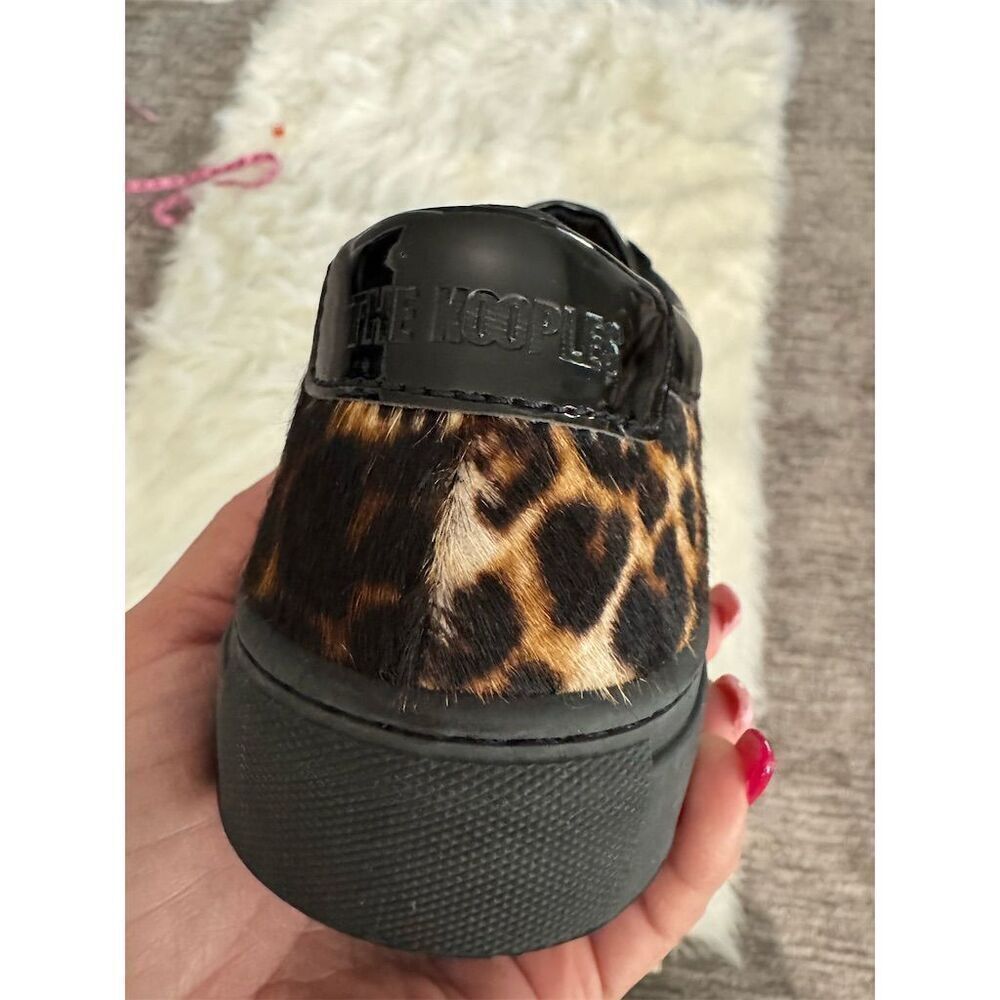 The Kooples Unisex Leo Poulain Leather Leopard Sneakers Size 9-9.5 Mob Wife - Picture 9 of 11